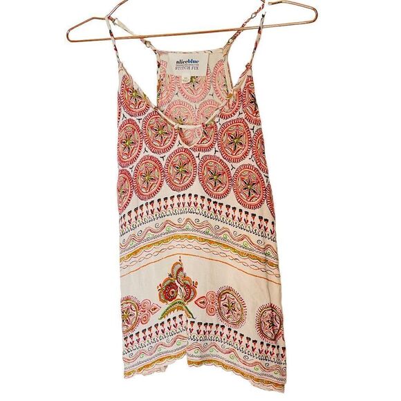 EUC Alice Blue x Stitch Fix Cream Boho Printed Top XS - Picture 1 of 4